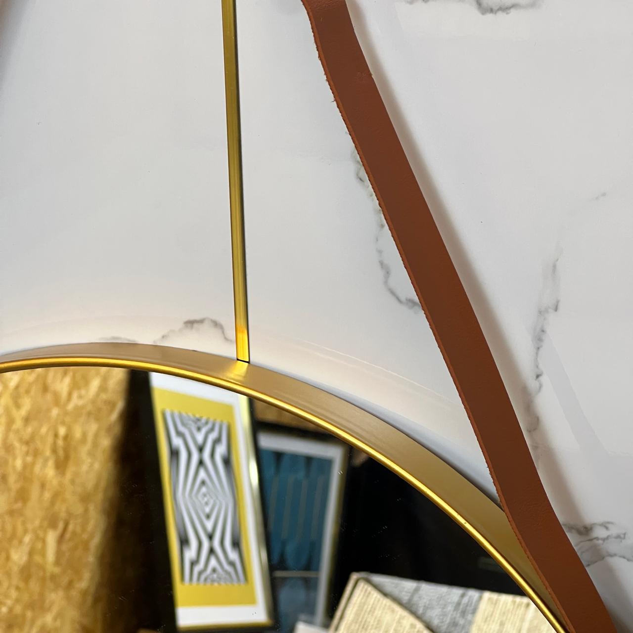 Golden Round Mirror