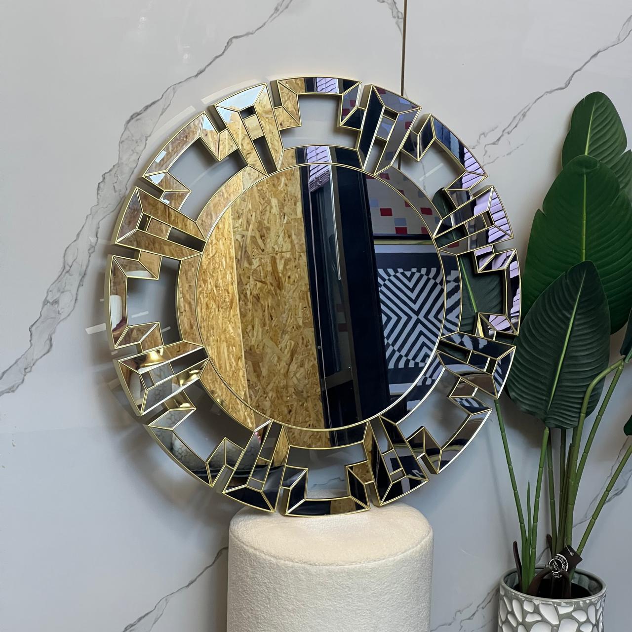 Patterned Modern Golden Mirror