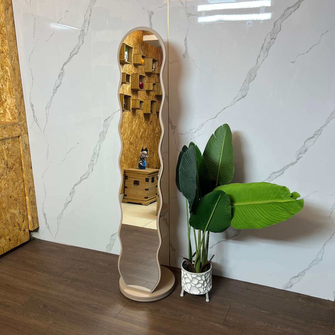 Curvy Standing Mirror With Storage