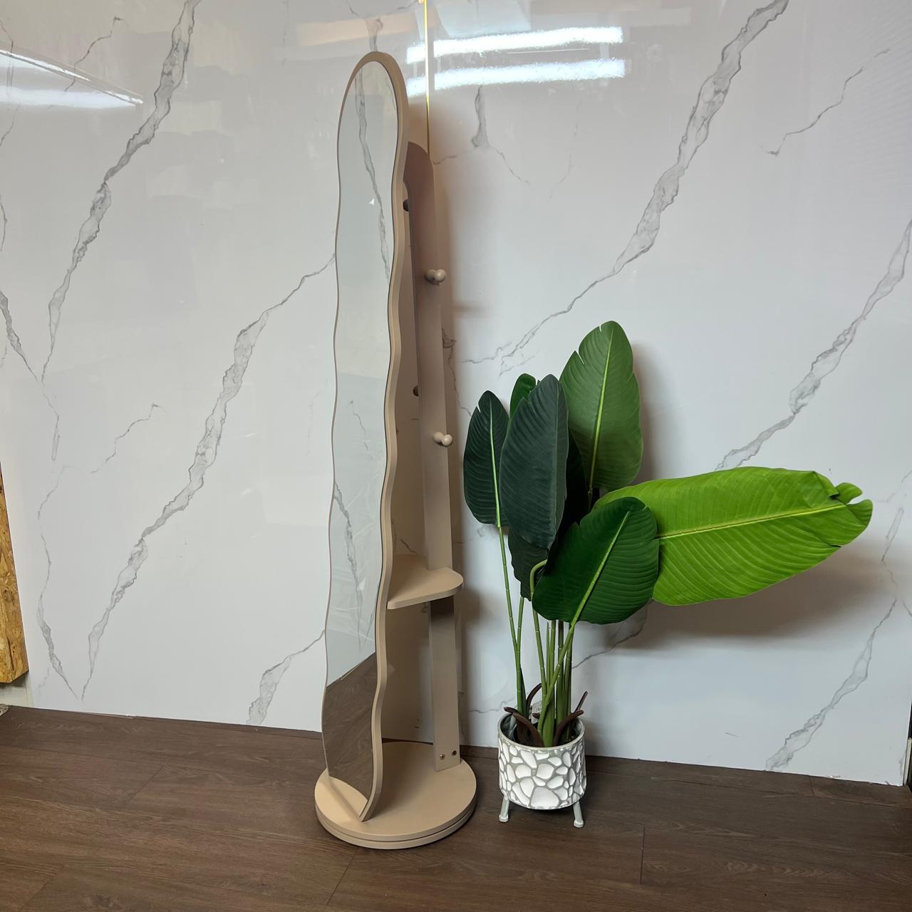 Curvy Standing Mirror With Storage