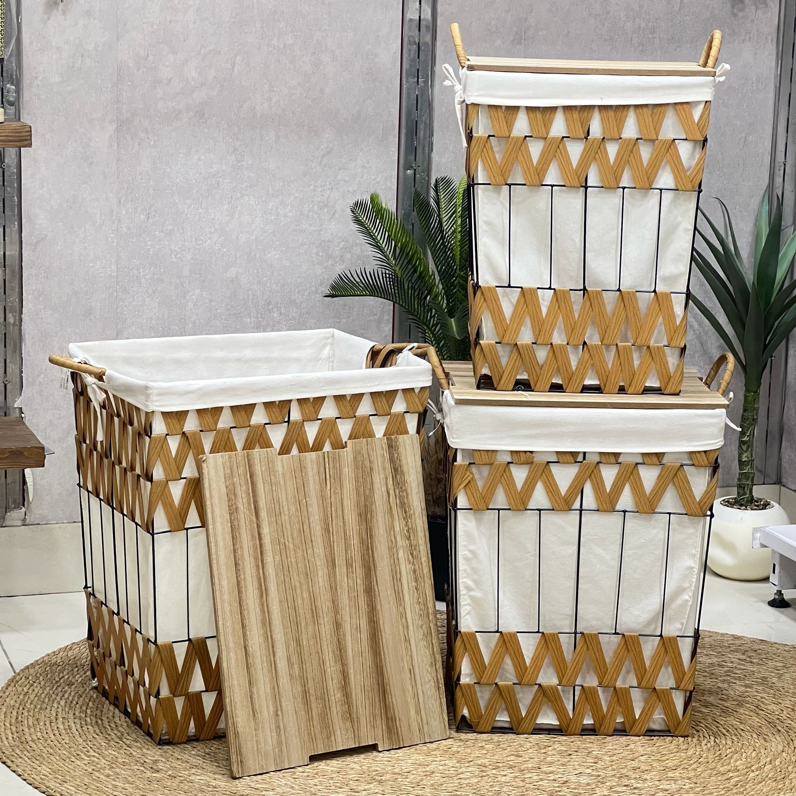 Metal Whicker Laundry / Storage Set