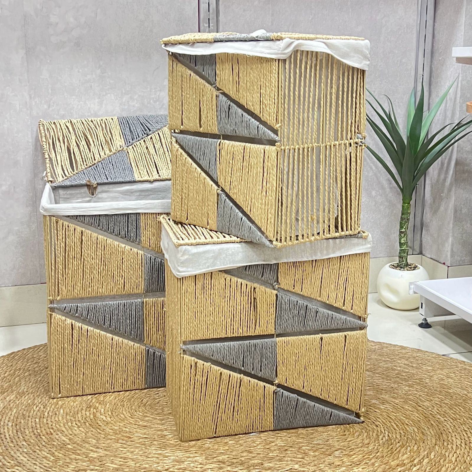 Grey & Brown Whicker Set