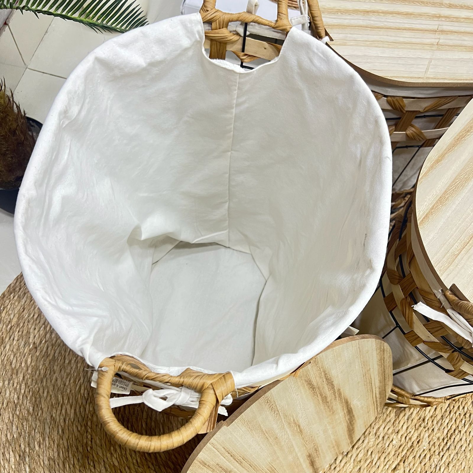 Oval Metal & Whicker Basket / Laundry Set