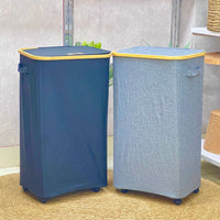 Tall Bamboo Rim Laundry Basket