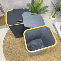 Tall Bamboo Rim Laundry Basket