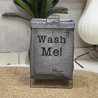 Wash Me! Standing Wire Frame Laundry Basket