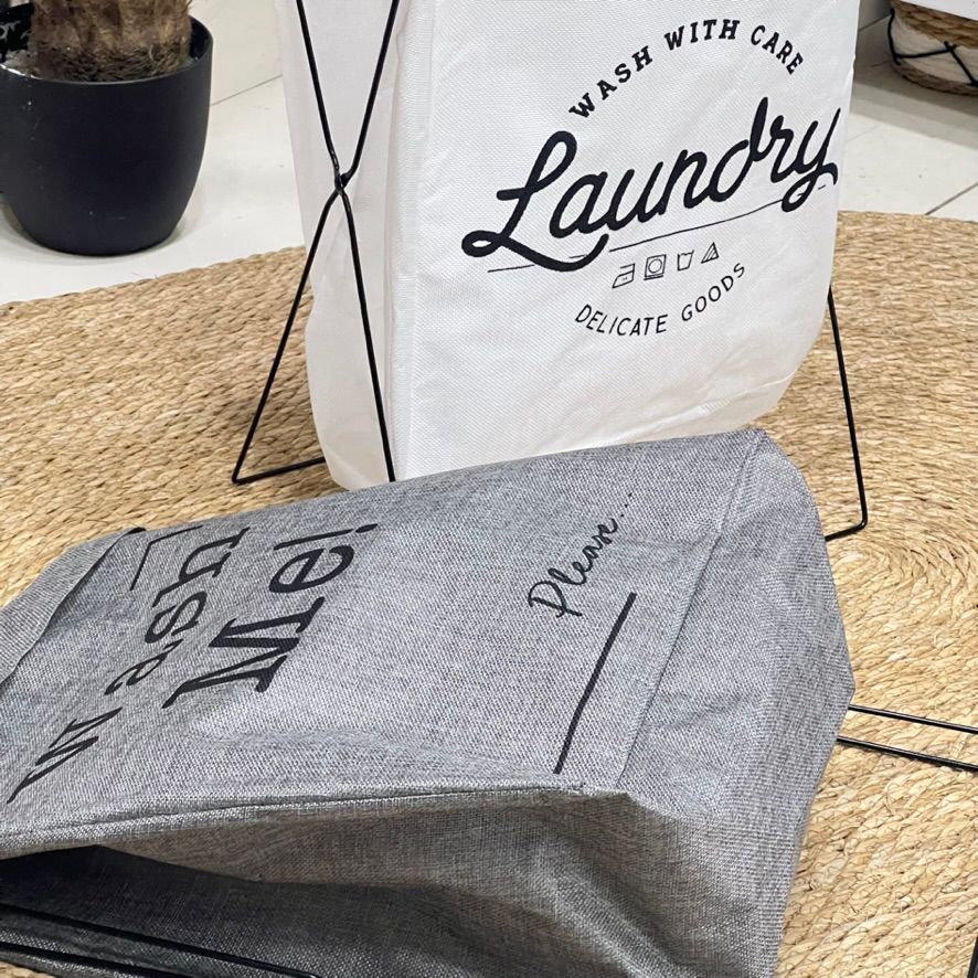 Wash Me! Standing Wire Frame Laundry Basket