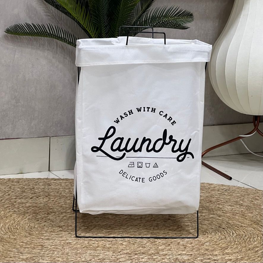 Wash Me! Standing Wire Frame Laundry Basket