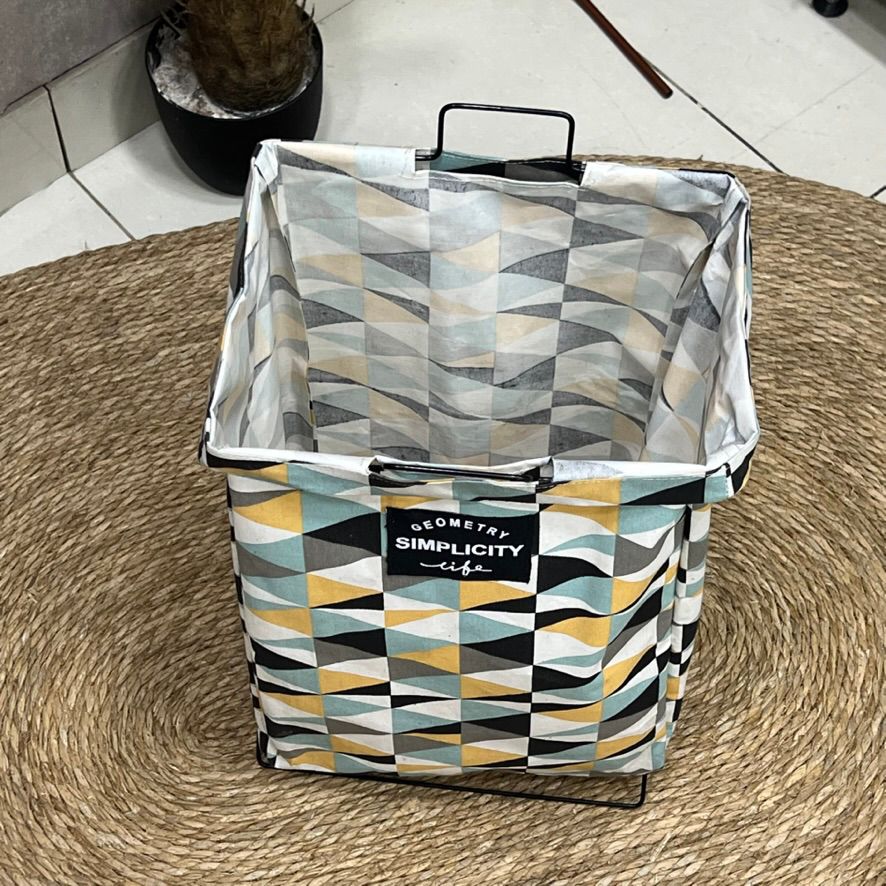 Fun Pattern Standing Wire Frame Laundry Basket