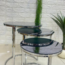 Black Mirror Top Silver Table Set