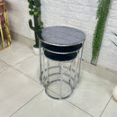 Black Mirror Top Silver Table Set