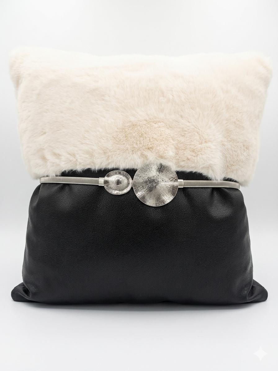 Black & White Fur Cushion
