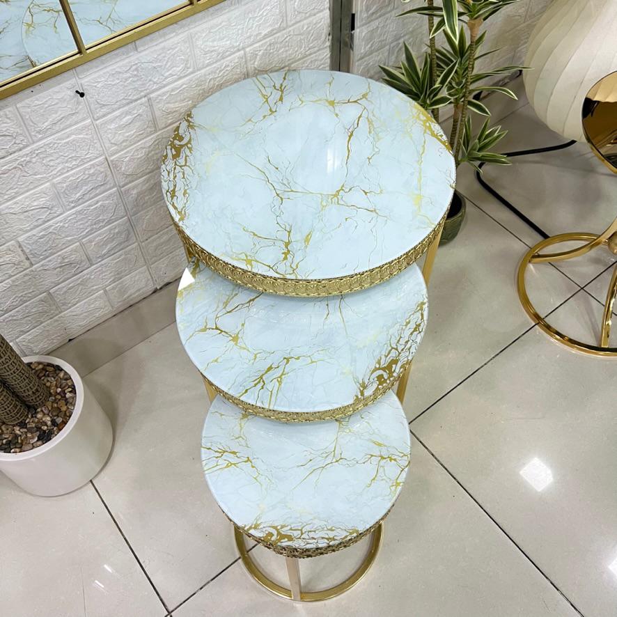 Round 3-Piece Set Marble Top