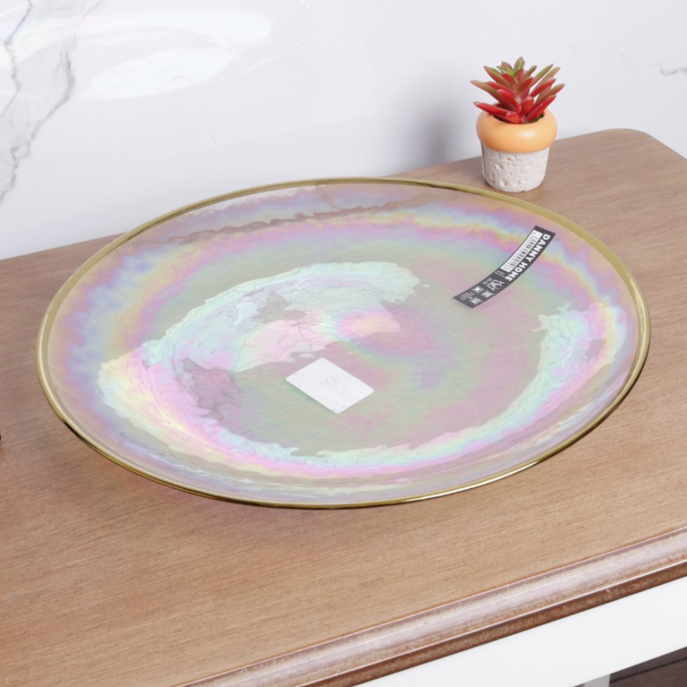Crystal glow Gold Rim plate