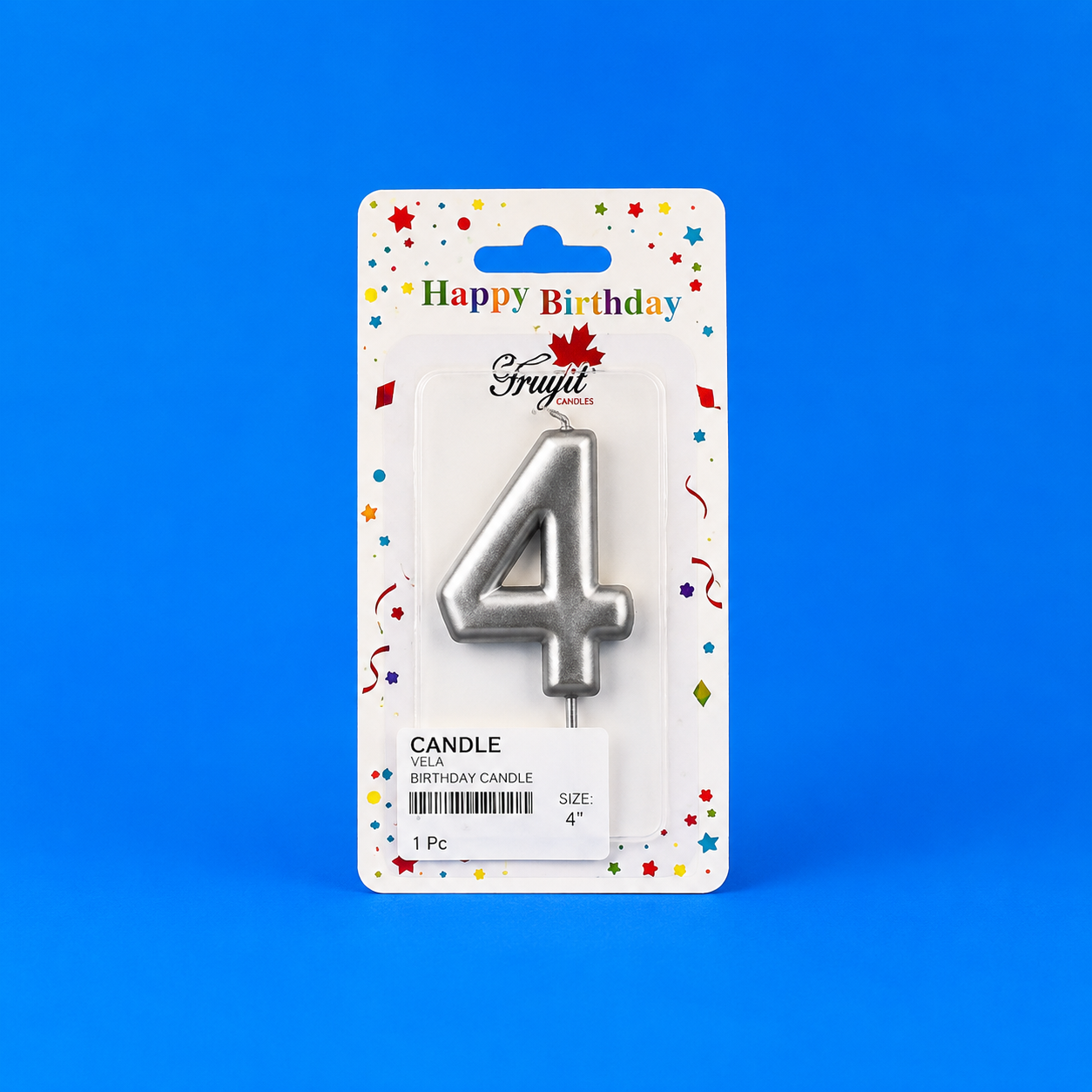 Silver Number 4 Candle