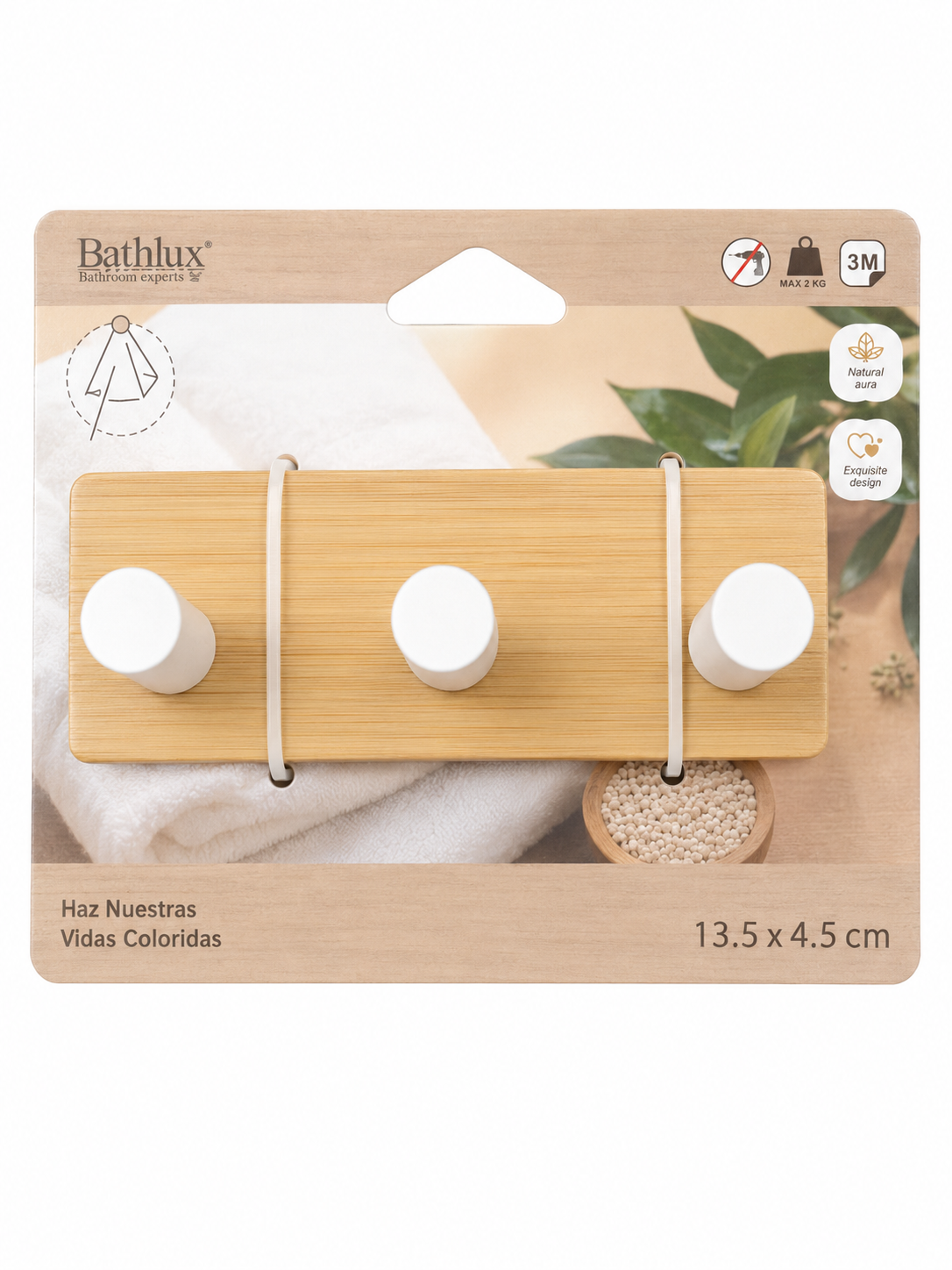 Wood and White 3 Hooks