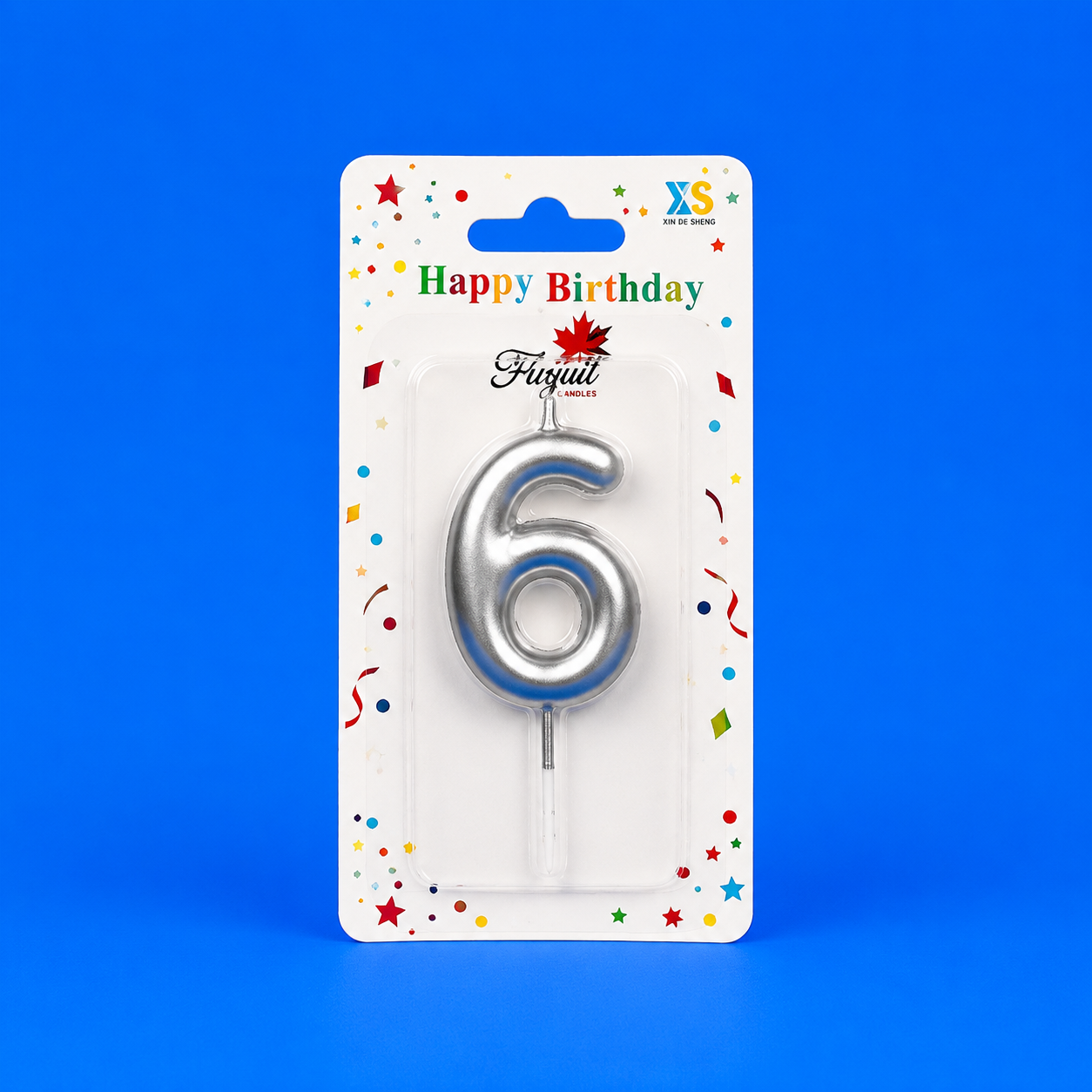 Silver Number 6 Candle