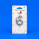 Silver Number 6 Candle
