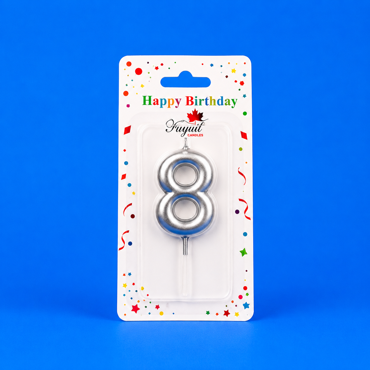 Silver Number 8 Candle
