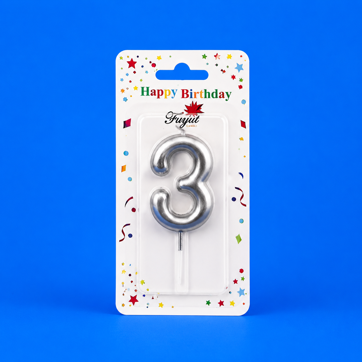 Silver Number 3 Candle