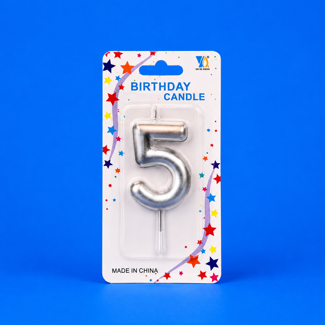Silver Number 5 Candle