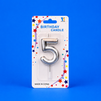 Silver Number 5 Candle