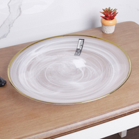 white marble plate with Gold Rim