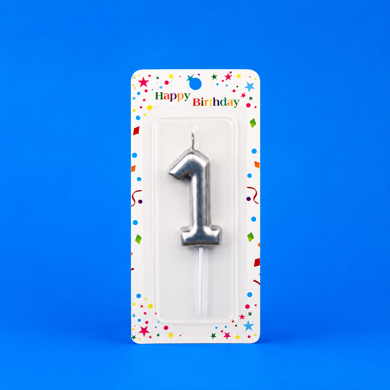 Silver Number 1 Candle