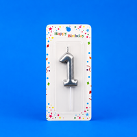 Silver Number 1 Candle