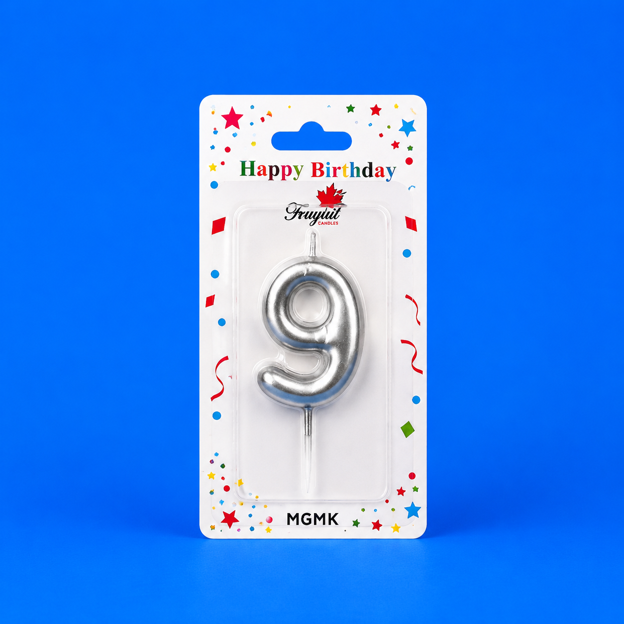 Silver Number 9 Candle