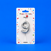 Silver Number 9 Candle