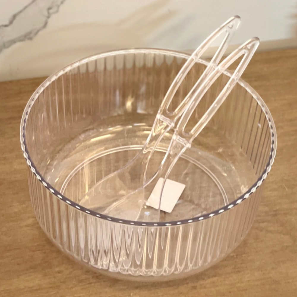 Salad Bowl with serving spoons