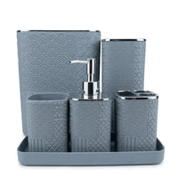 7Pcs Grey & Silver Bathroom Set