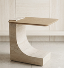 Modern Travertine C-Shaped Side Table