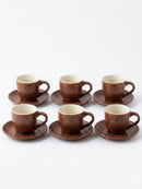 Brown Coffee Cup & Saucer Set – 6pcs