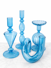 Blue Glass Candle Holder 5pcs Set
