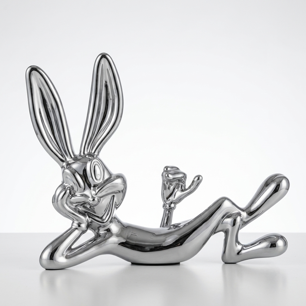 Reclining Bunny Decorative Figurine – Silver