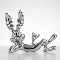 Reclining Bunny Decorative Figurine – Silver