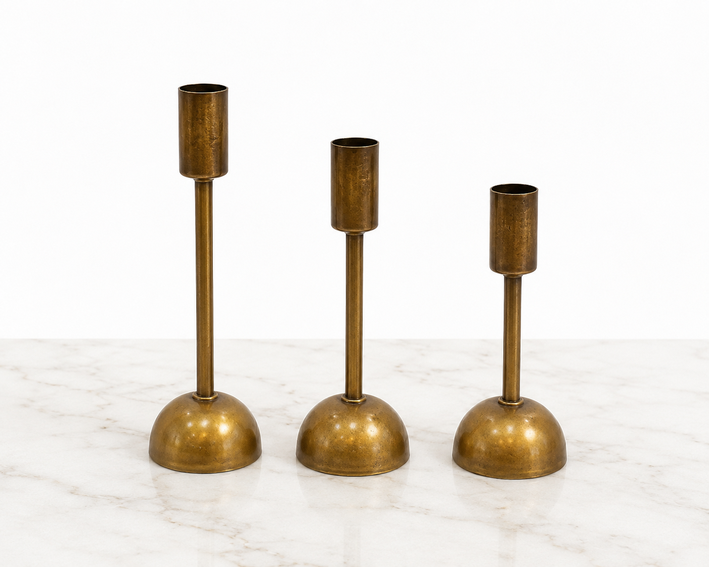 Minimalist Brass Candle Holder Set
