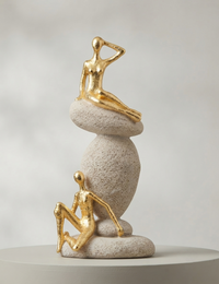 Balance Stone Couple Sculpture – Gold