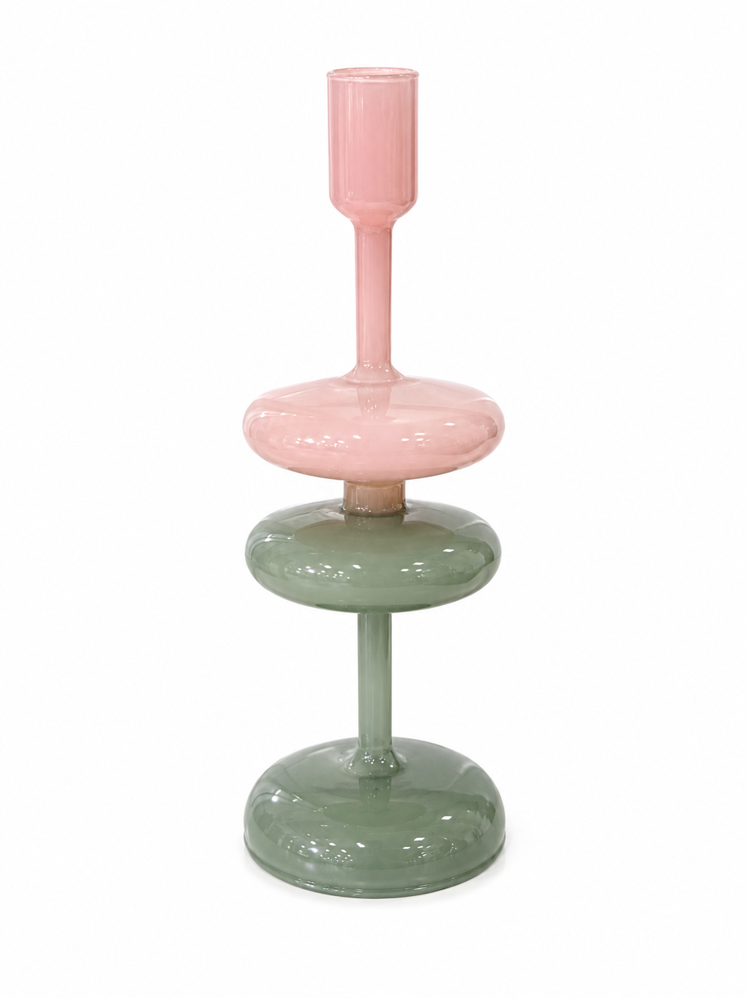 Pink&Green Glass Candle Holder
