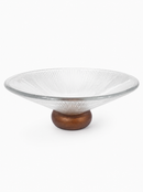 Glass Decorative Bowl with Wooden Base