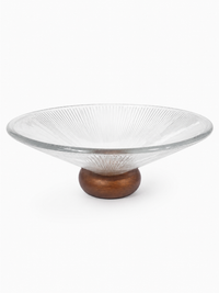 Glass Decorative Bowl with Wooden Base
