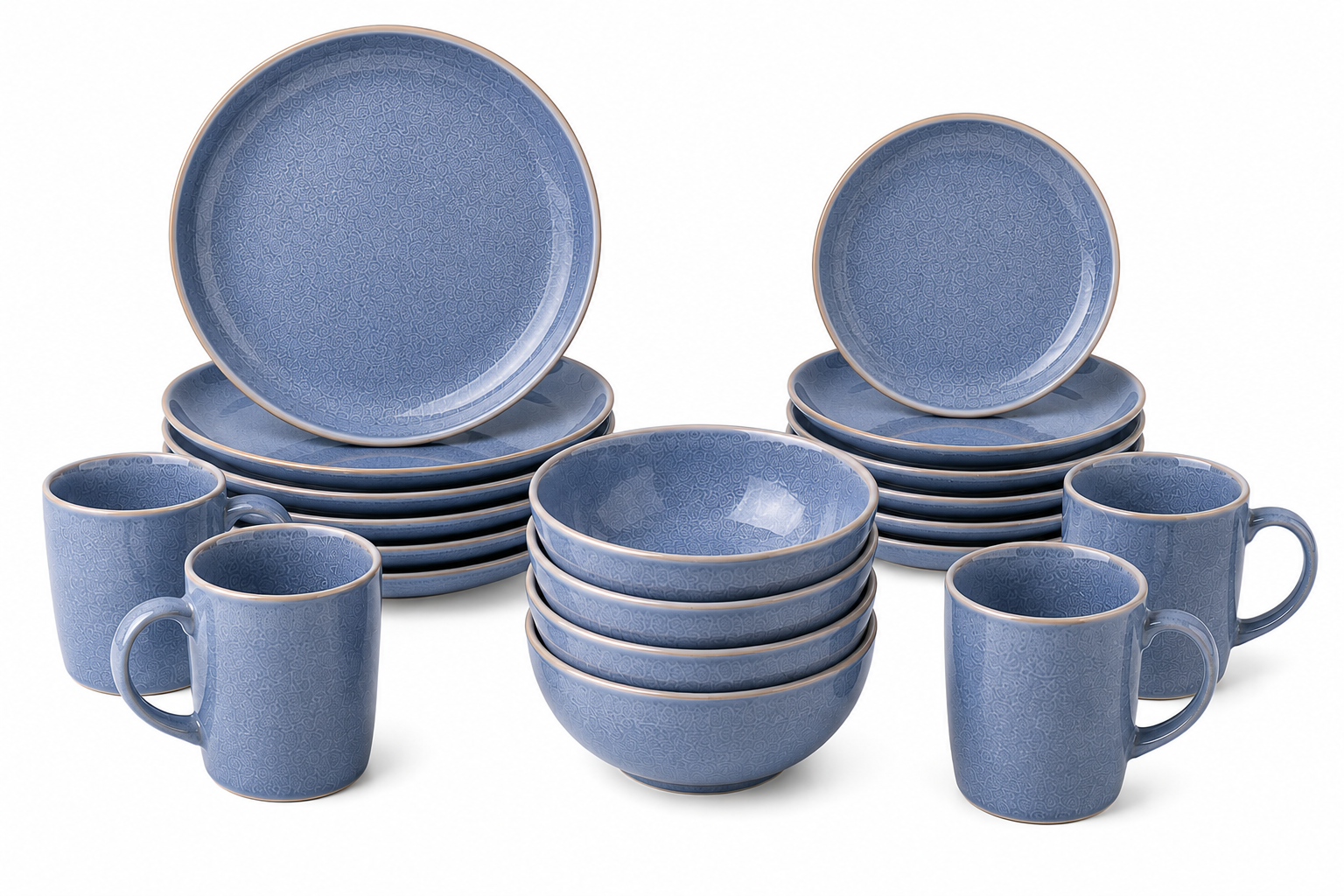 Blue Reactive Stoneware Dinner Set – 16pcs