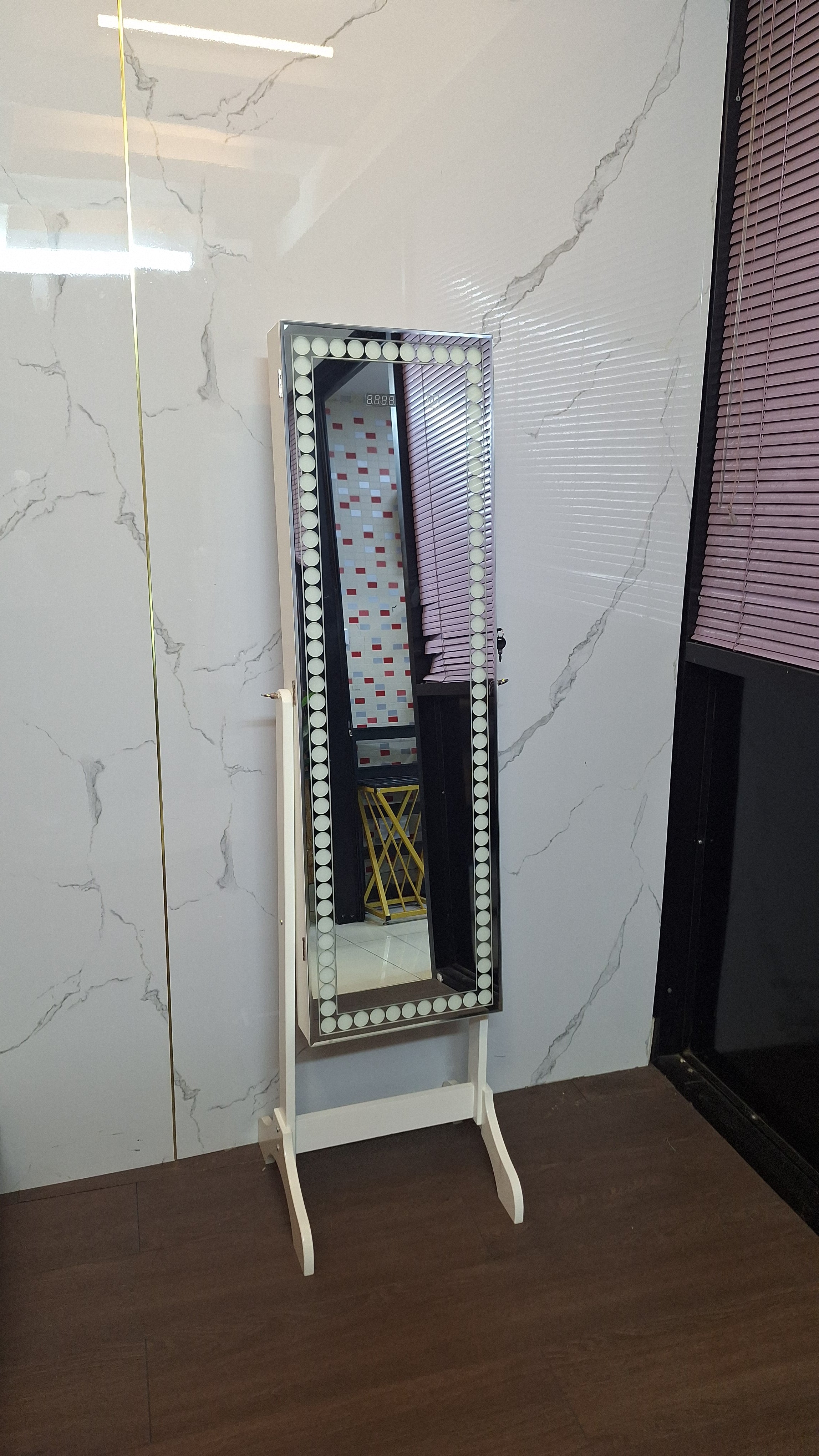 Full-Length Mirror with Built-in Safe , Led & Clock