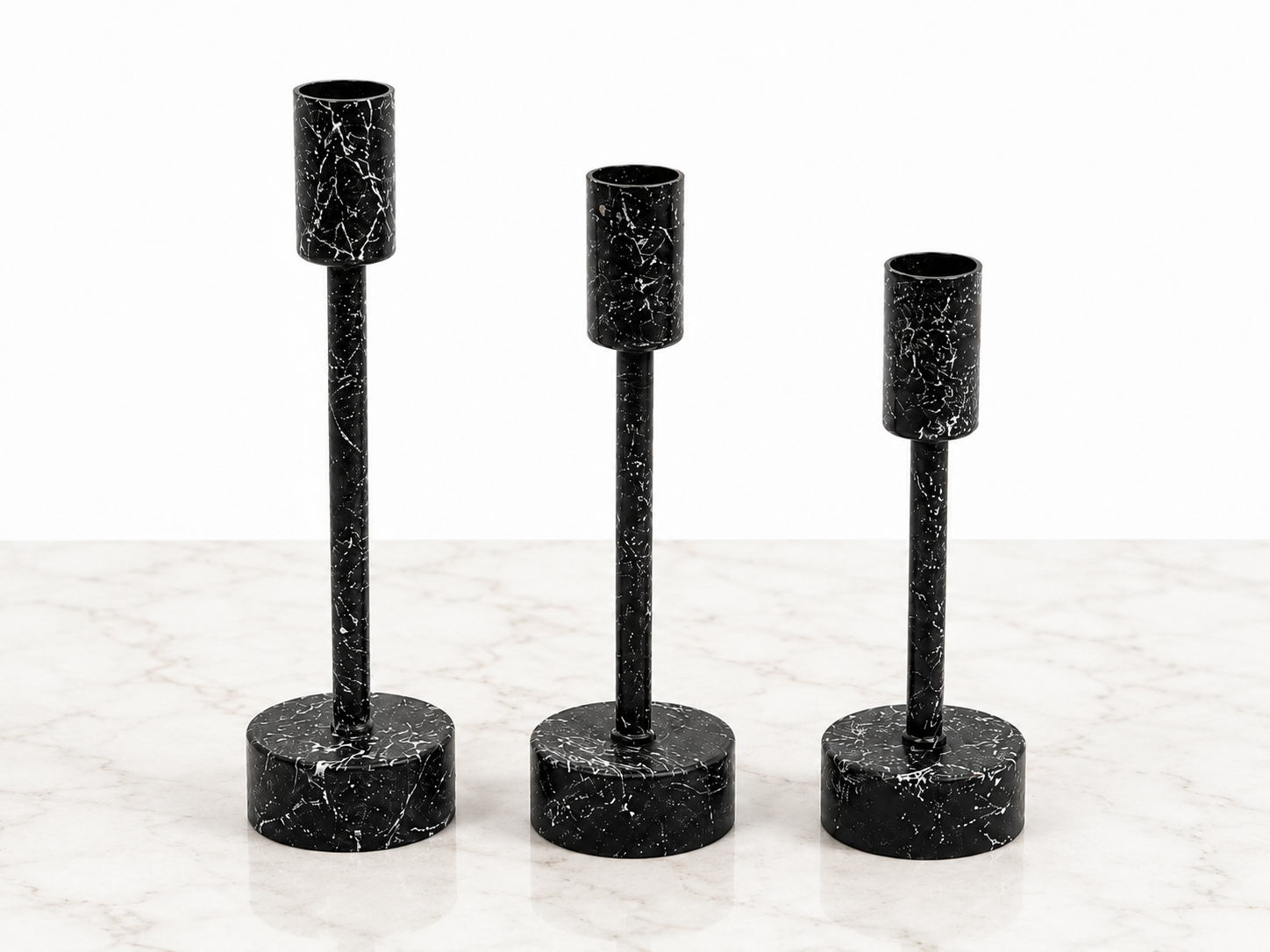 Black&White Metal Candle Holder Set