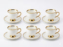 Classic White & Gold Coffee Cup Set – 6pcs