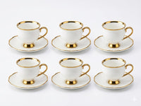 Classic White & Gold Coffee Cup Set – 6pcs
