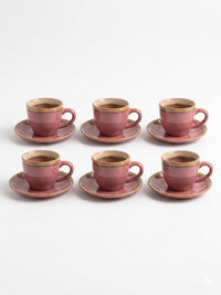 Rose Coffee Cup & Saucer Set – 6pcs
