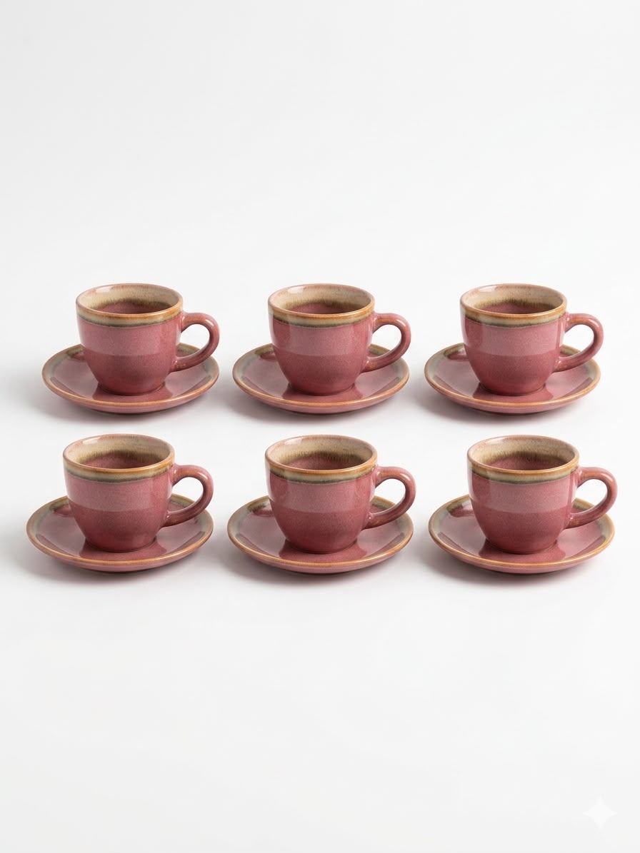 Rose Coffee Cup & Saucer Set – 6pcs